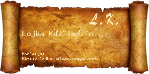 Lojka Kálmán névjegykártya